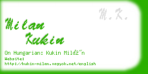 milan kukin business card